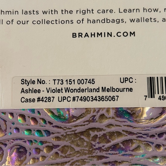 Iridescent Brahmin Ashlee Violet Wonderland Melbourne large leather tote bag 💜 - Picture 4 of 16